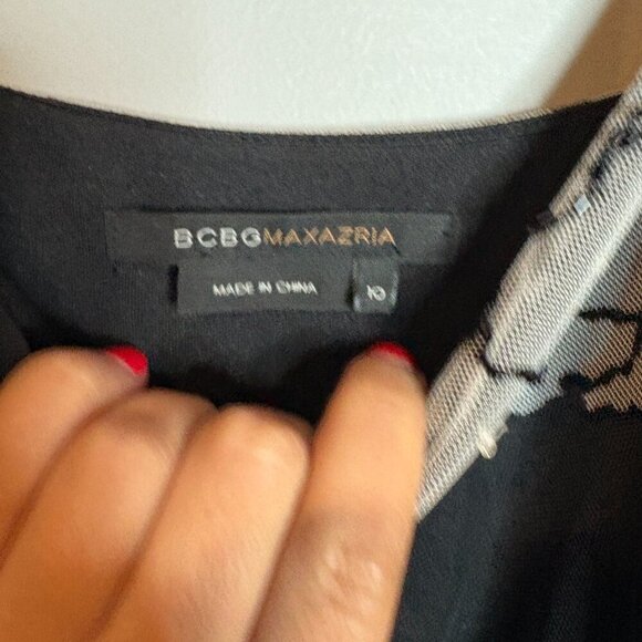 Y2K Vintage BCBG MaxAzria black and white beaded tulle dress - Picture 3 of 6